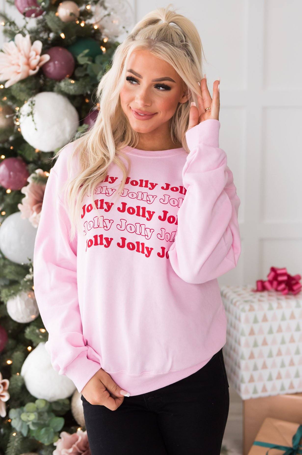 Holly Jolly Modest Sweatshirt Modest Dresses vendor-unknown 