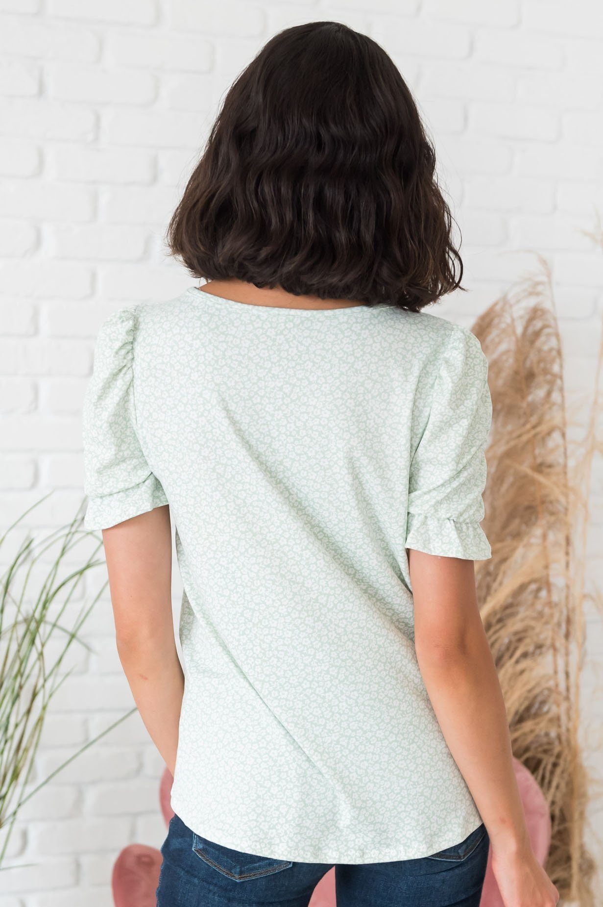 Darling Smile Ruche Sleeve Top Modest Dresses vendor-unknown 