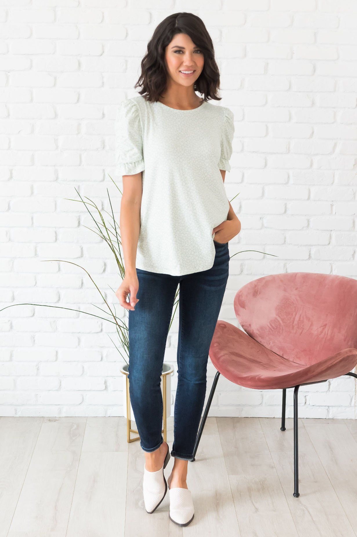 Darling Smile Ruche Sleeve Top Modest Dresses vendor-unknown 