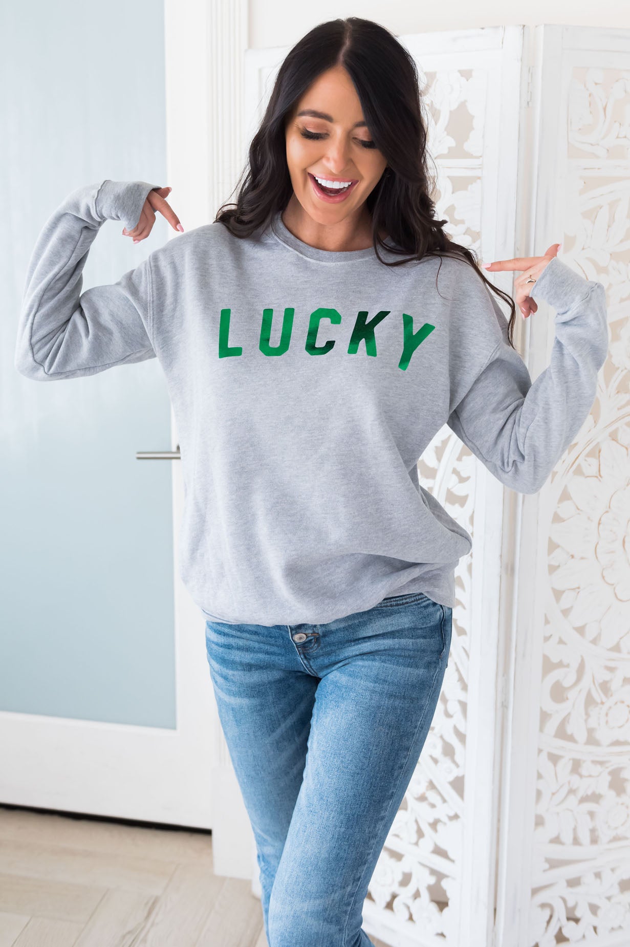 Luck On My Side Modest Sweatshirt Modest Dresses vendor-unknown 