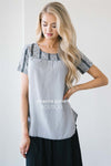 Embroidered Chambray Top Tops vendor-unknown XS Faded Gray Chambray