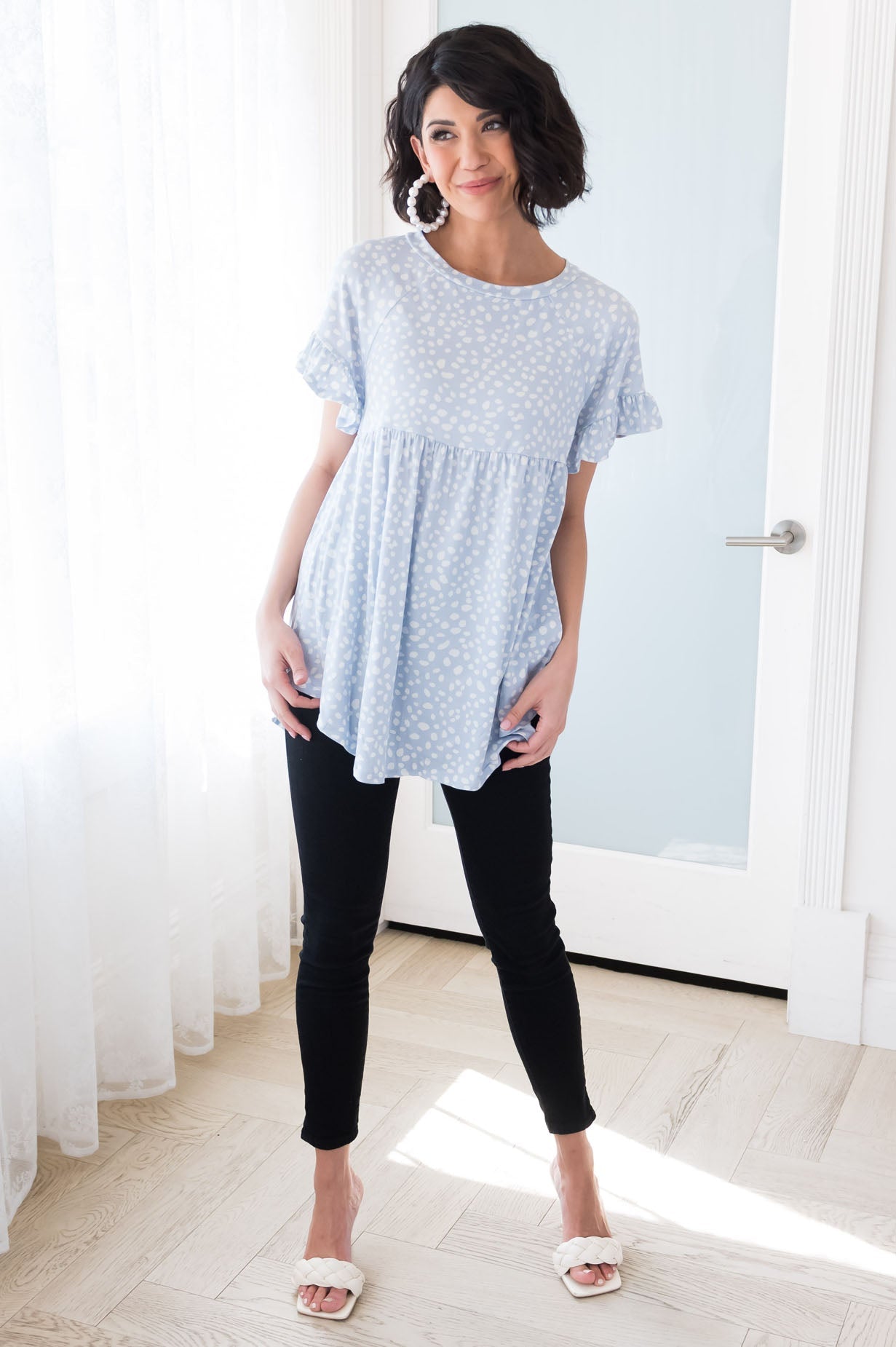 Nearly Perfect Modest Peplum Blouse NeeSee's Dresses 