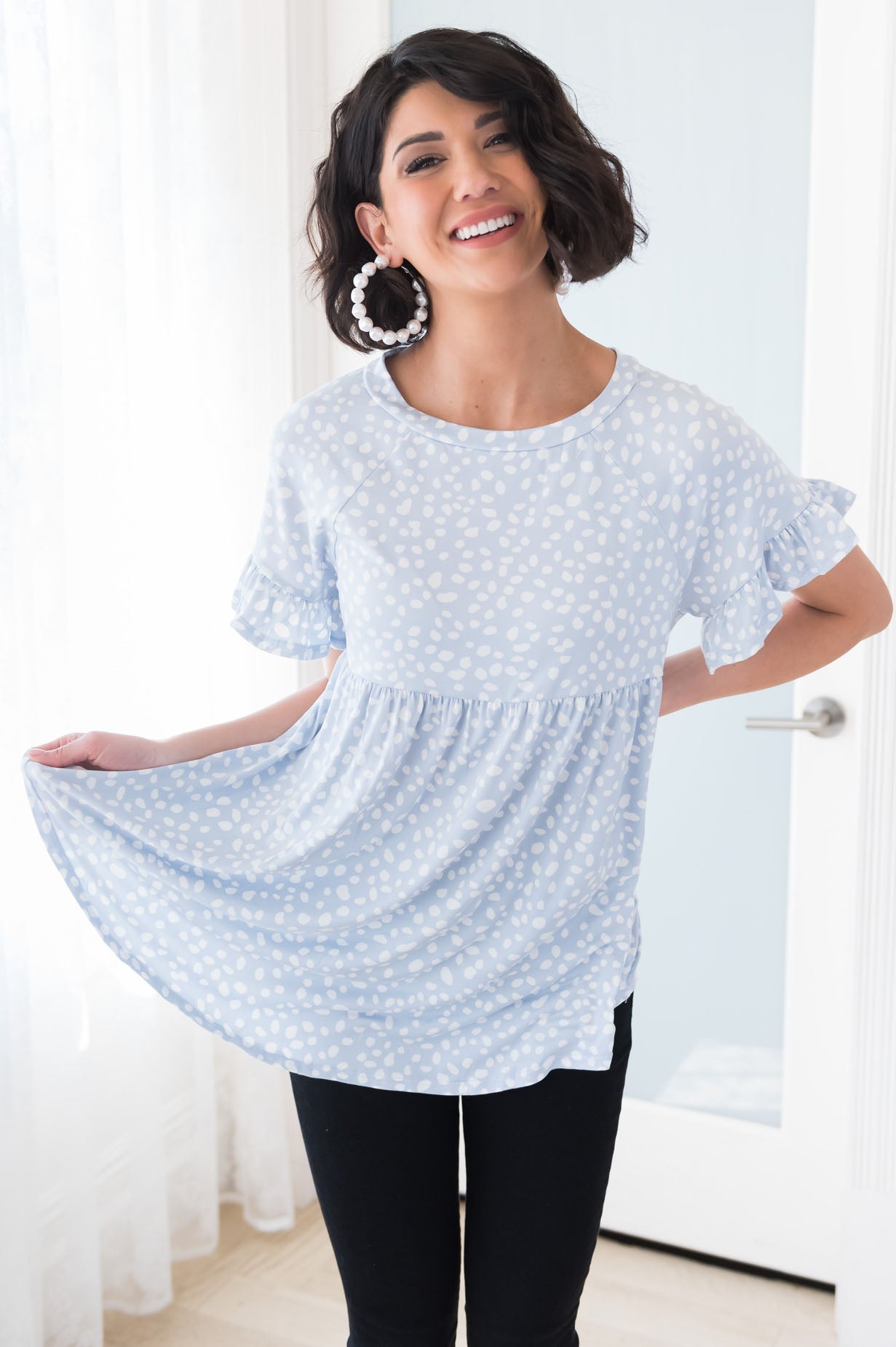 Nearly Perfect Modest Peplum Blouse NeeSee's Dresses 