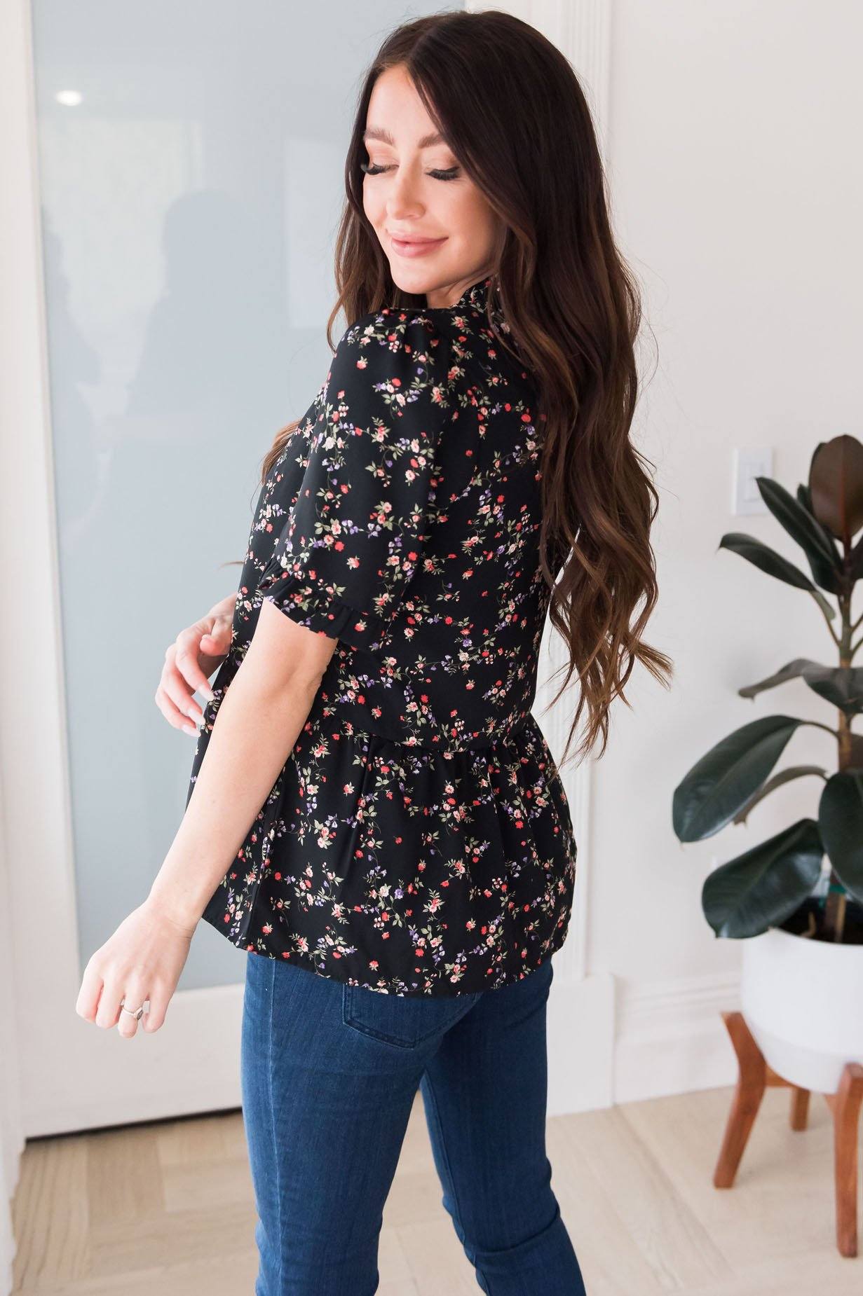 Forever Floral Modest Blouse Tops vendor-unknown 