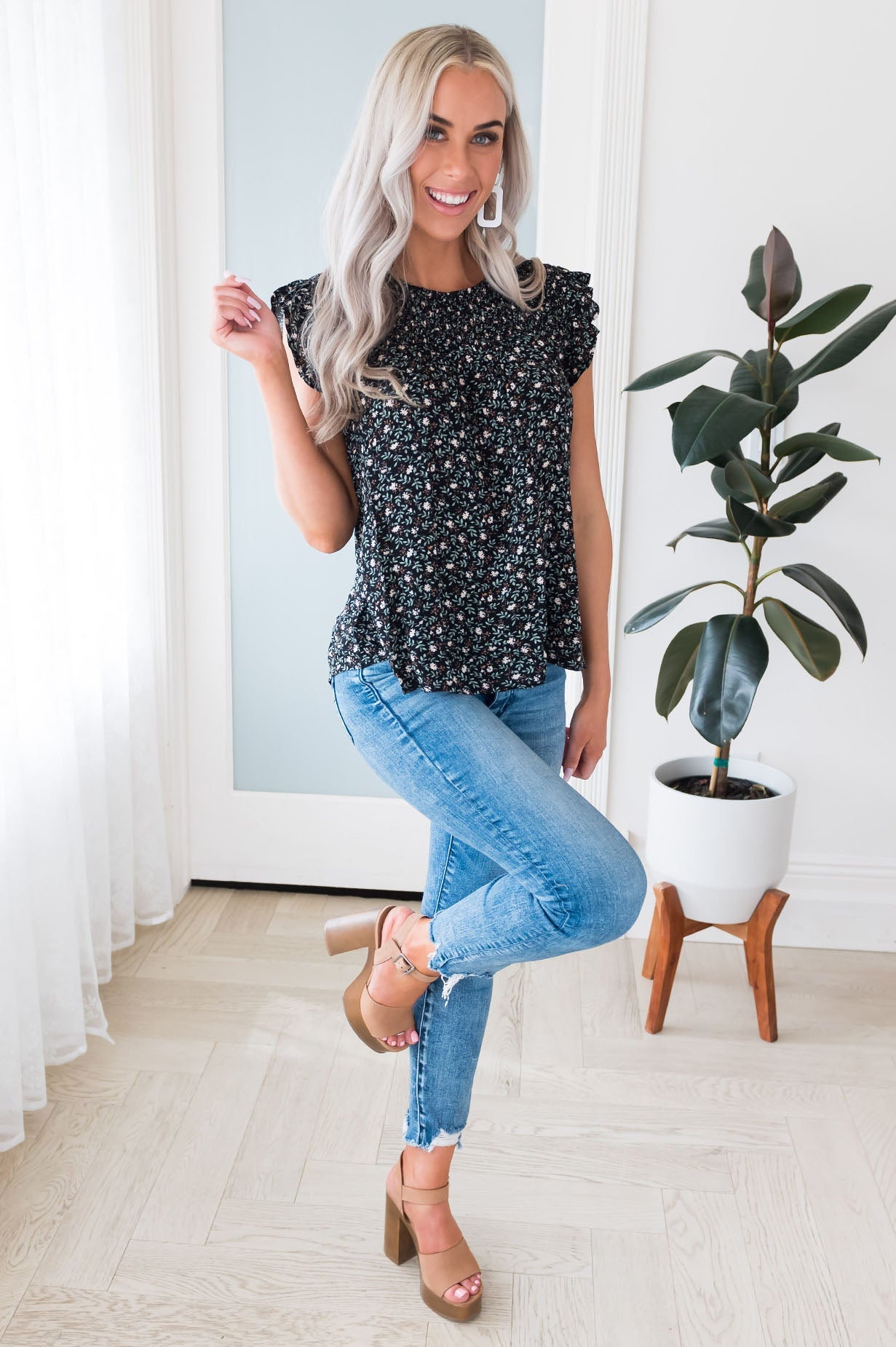 Floral Obsession Modest Top Tops vendor-unknown 