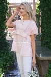 Layered Lace Sleeve Empire Waist Tunic Tops vendor-unknown Pink S