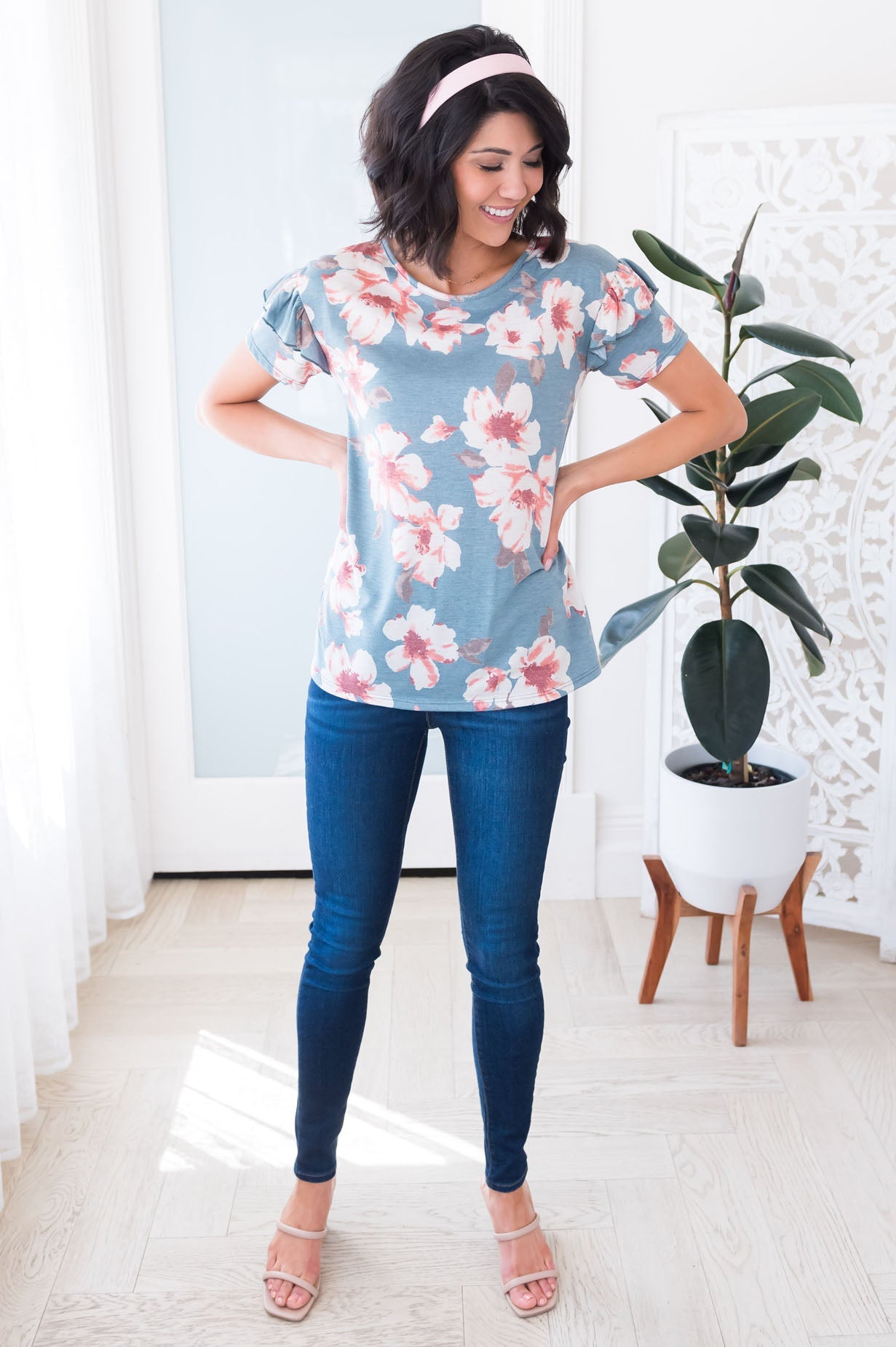 Isn't She Gorgeous Floral Modest Top Tops vendor-unknown 