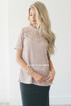 High Neck Lace Top Tops vendor-unknown Dusty Taupe Mauve S