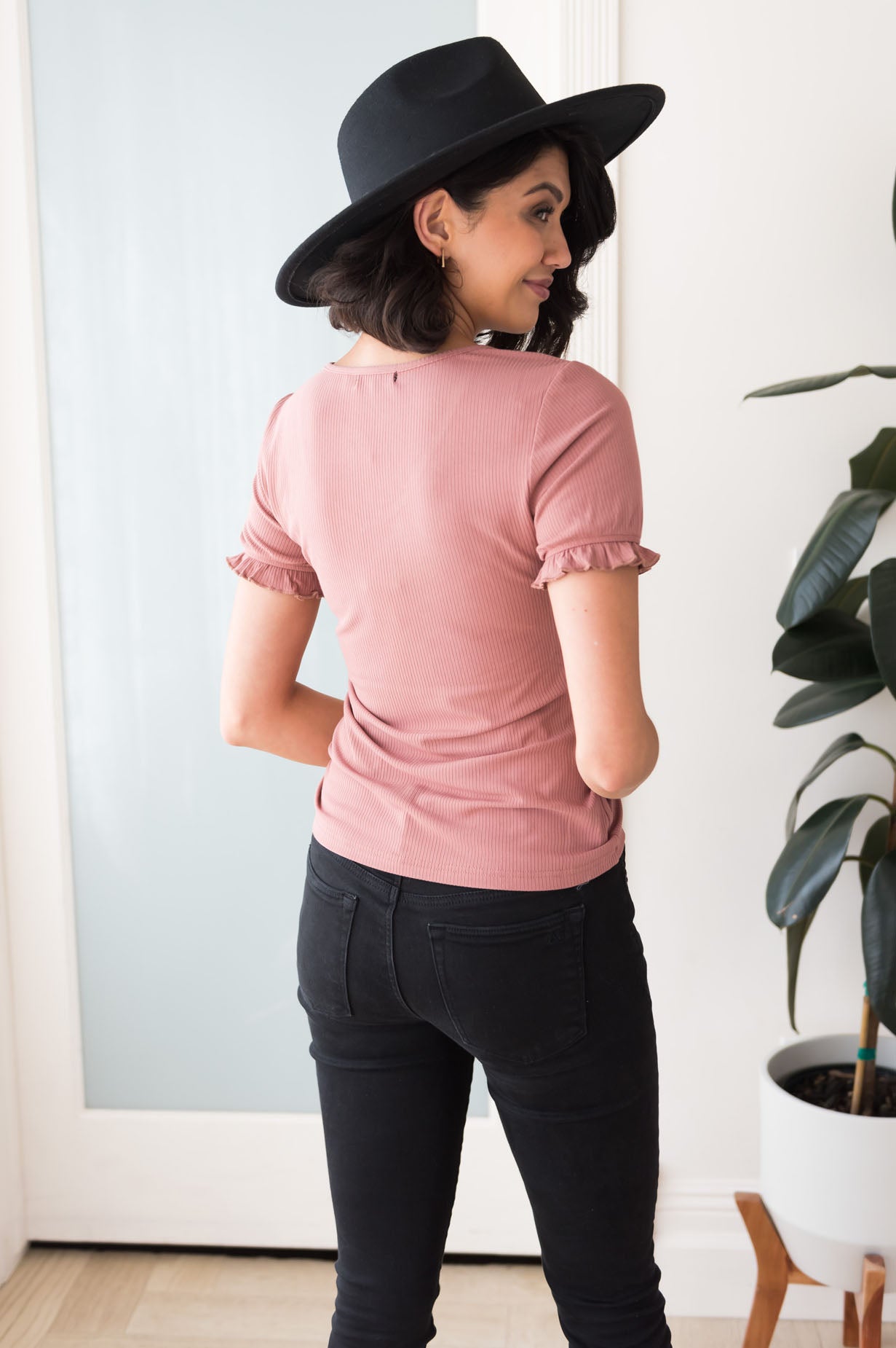 Must Have Modest Ruffle Sleeve Top Tops vendor-unknown 