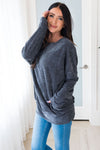 She's Got It Modest Chenille Pocket Sweater Tops vendor-unknown 