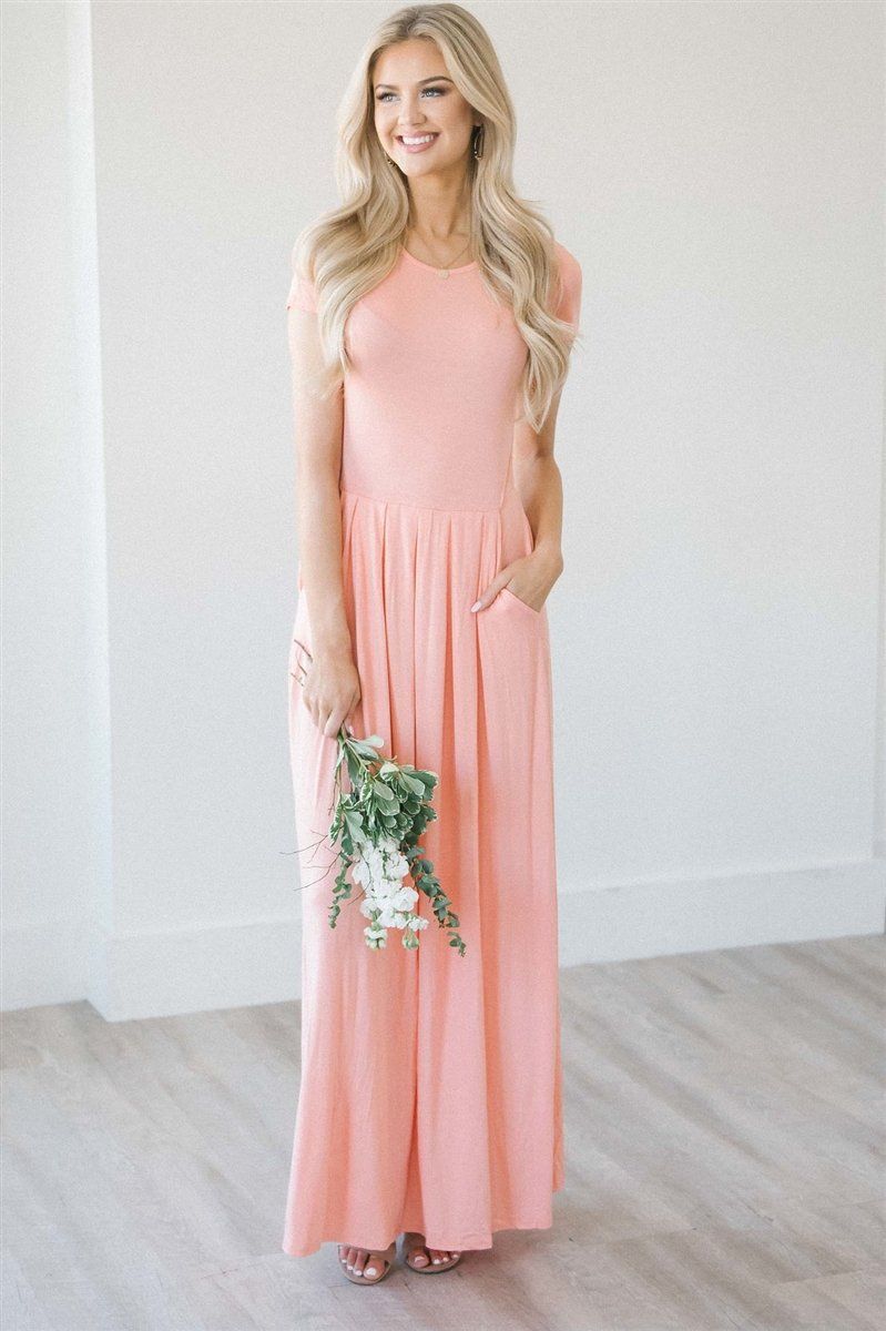 Short Sleeve Pleated Maxi Dress Modest Dresses vendor-unknown 