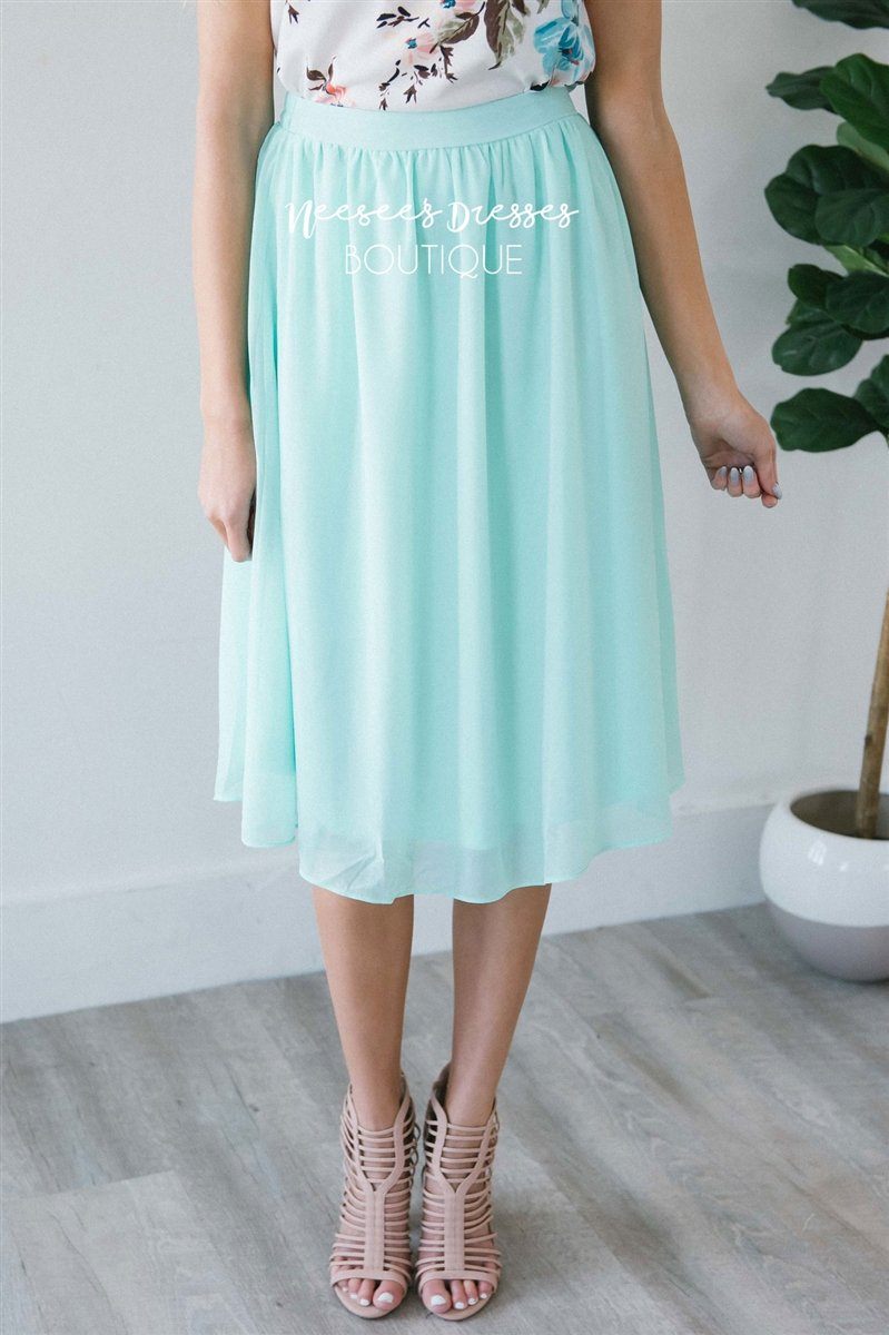 Mint Chiffon Skirt Skirts vendor-unknown 