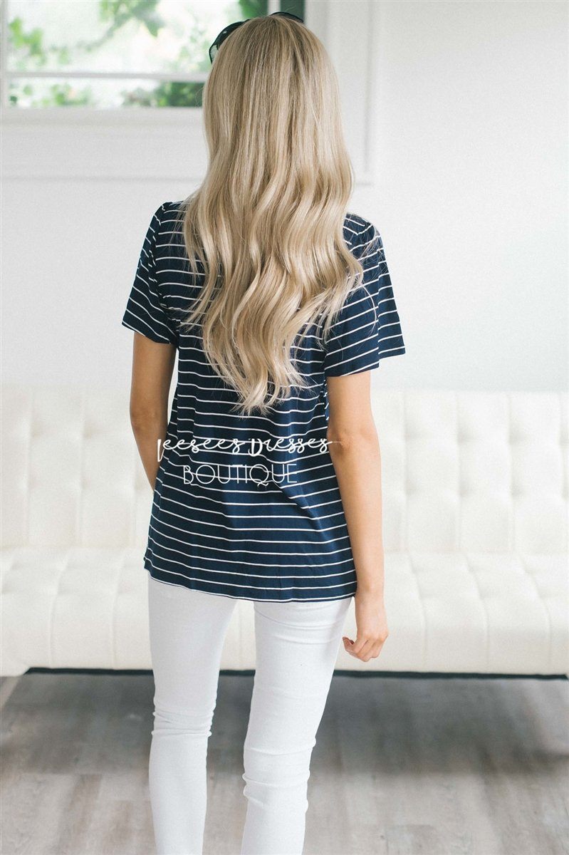 Striped Scallop Hem Top Tops vendor-unknown 