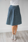 Navy Striped Aline Pocket Skirt Skirts vendor-unknown