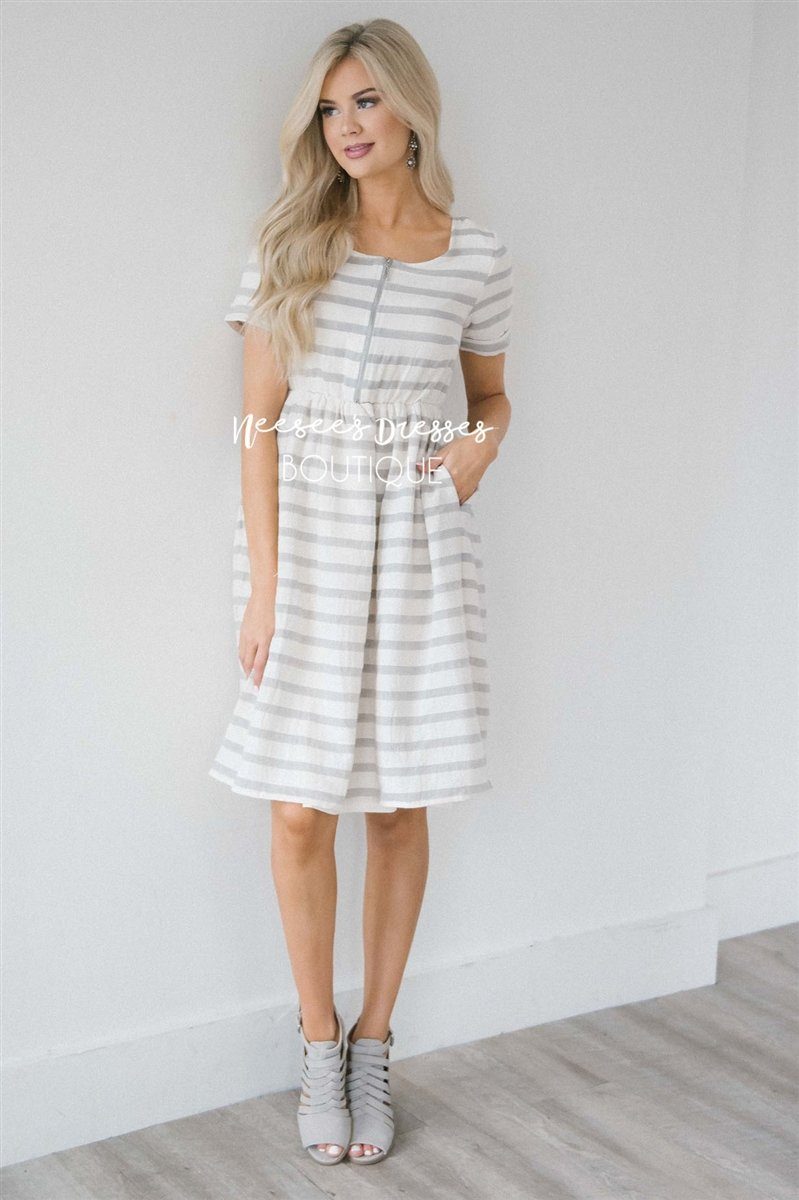 The Ryan Modest Dresses vendor-unknown Gray XS 