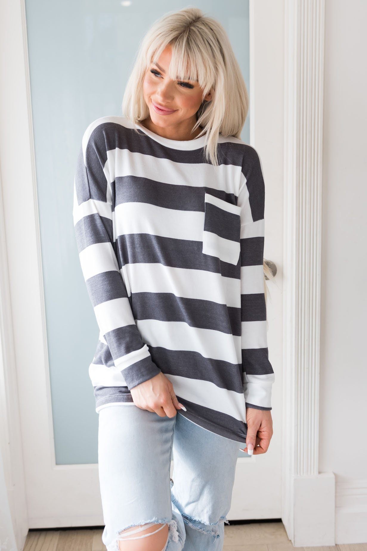 Softest Stripes Modest Blouse Modest Dresses vendor-unknown 