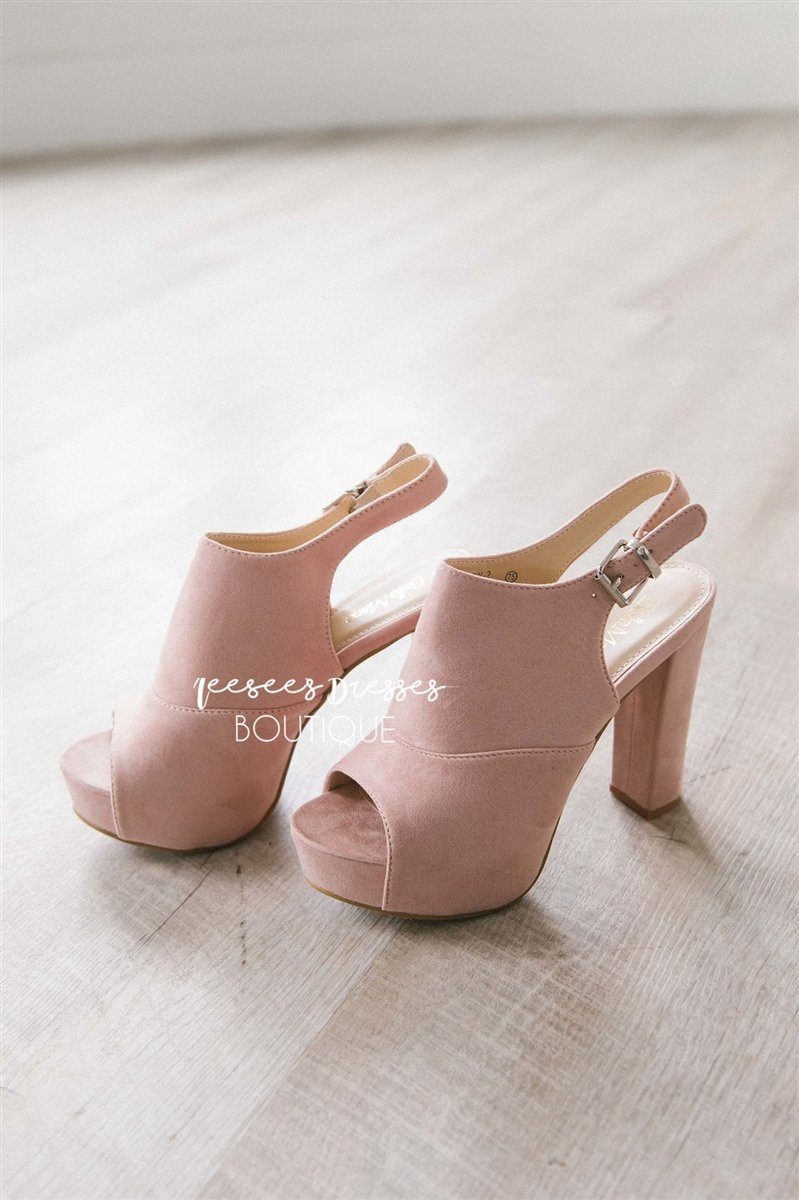 Suede Open Toe Heeled Sandals Accessories & Shoes vendor-unknown Pink 5.5 