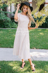 The Brenda Modest Dresses vendor-unknown Soft Pastel Pink & Black Pinstripe S