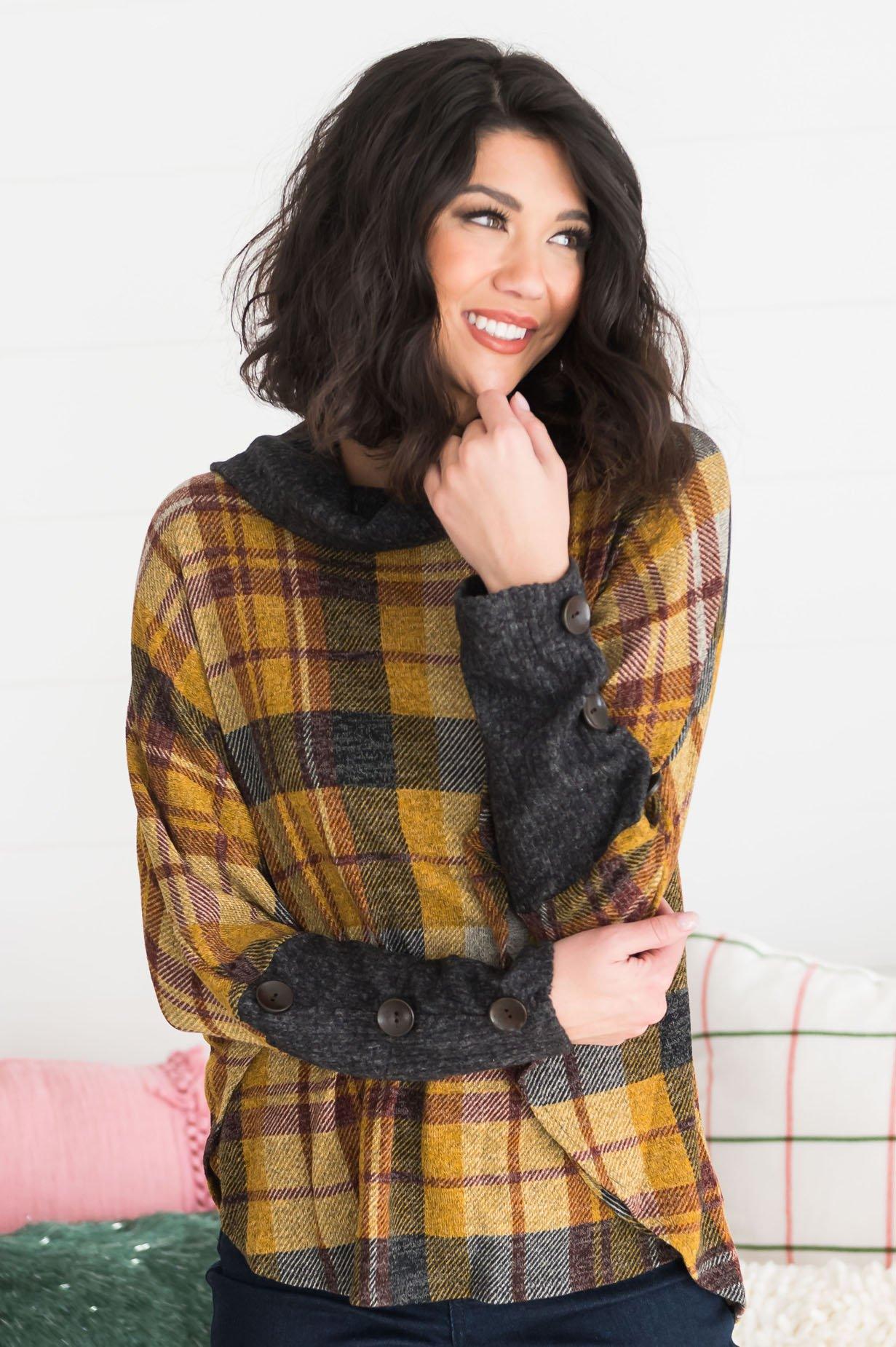 Cozy In Modest Fleece Tunic Tops vendor-unknown 