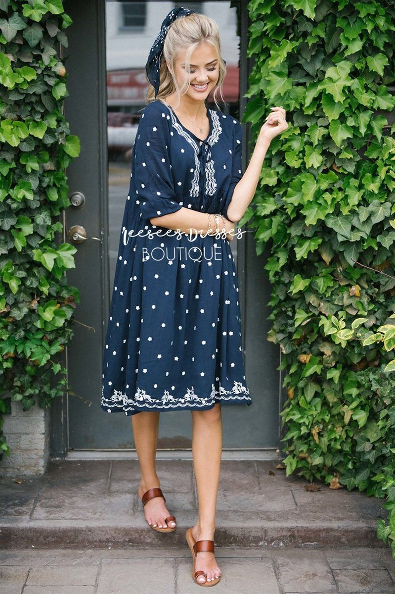 The Carla Modest Dresses vendor-unknown S Navy 