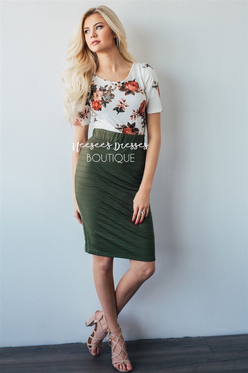 Perfect Fit Olive Skirt Skirts vendor-unknown 