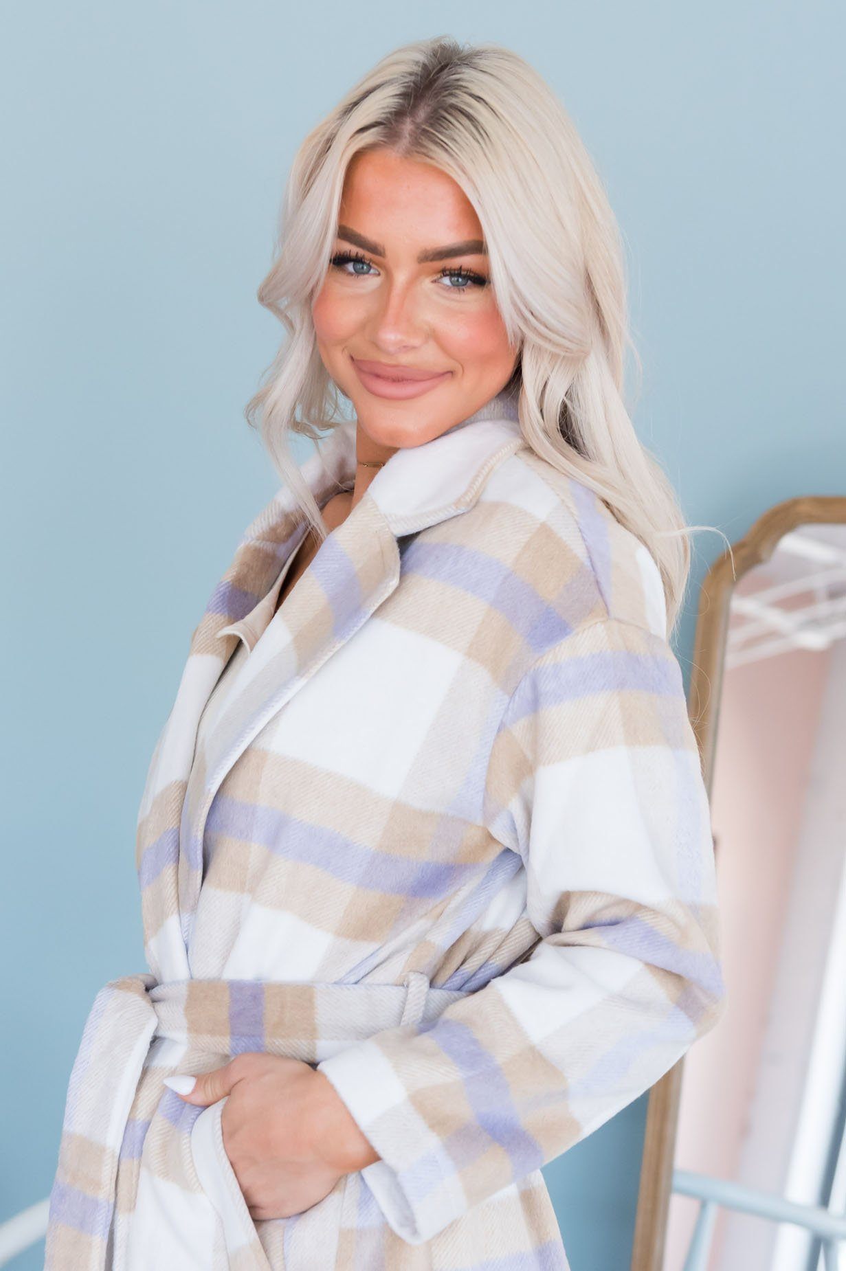 Pretty In Plaid Modest Coat Tops vendor-unknown 