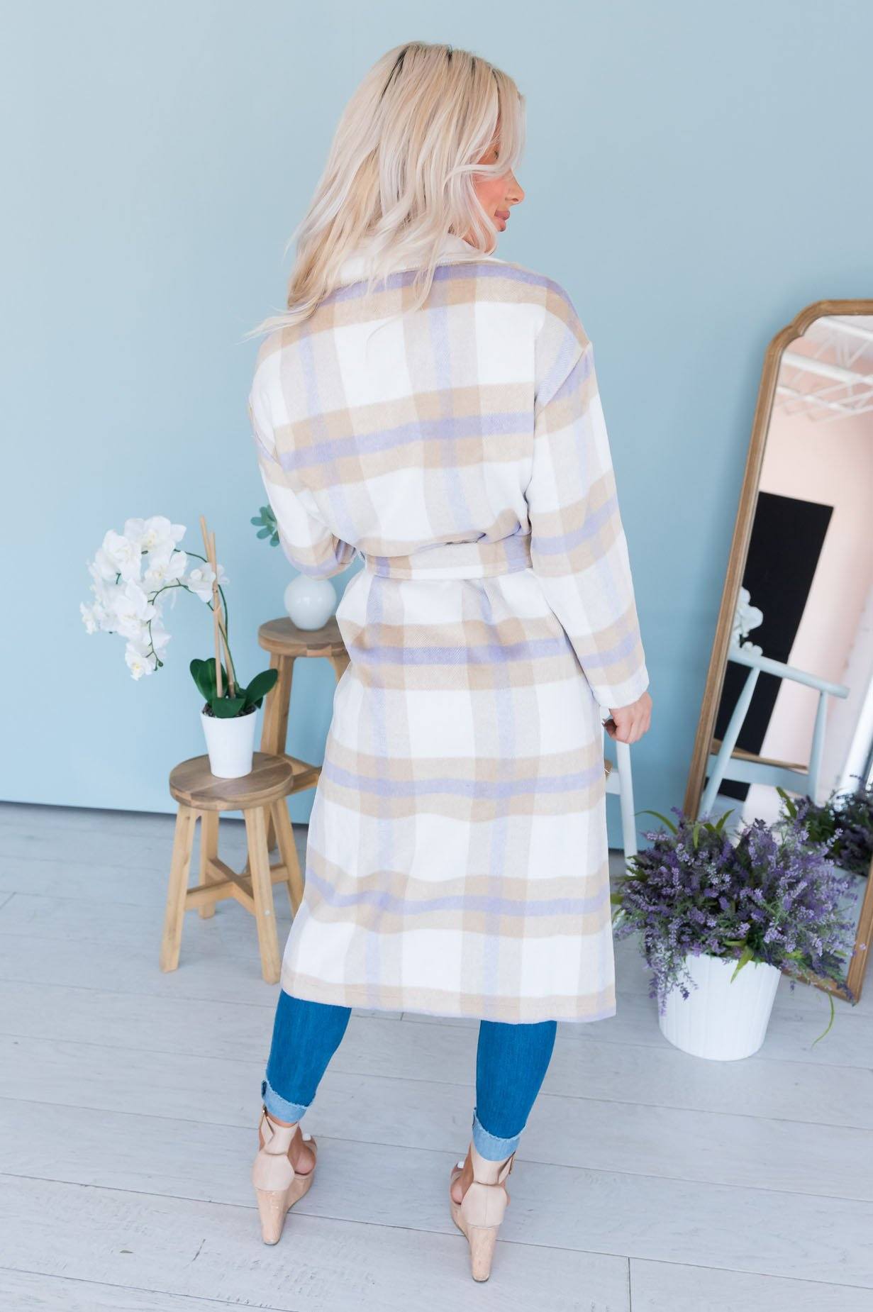 Pretty In Plaid Modest Coat Tops vendor-unknown 