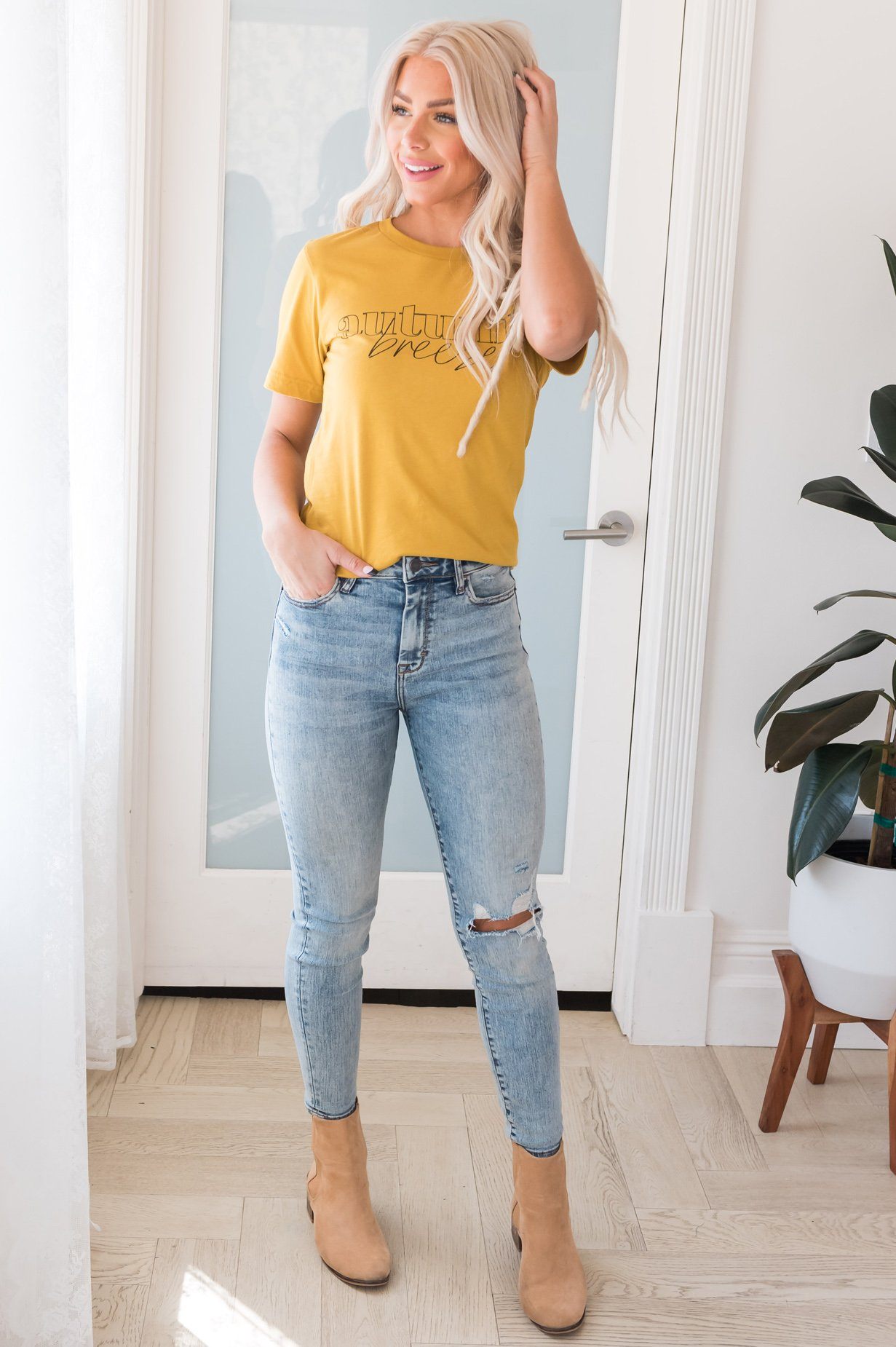 Autumn Breeze Graphic Tee Modest Dresses vendor-unknown 