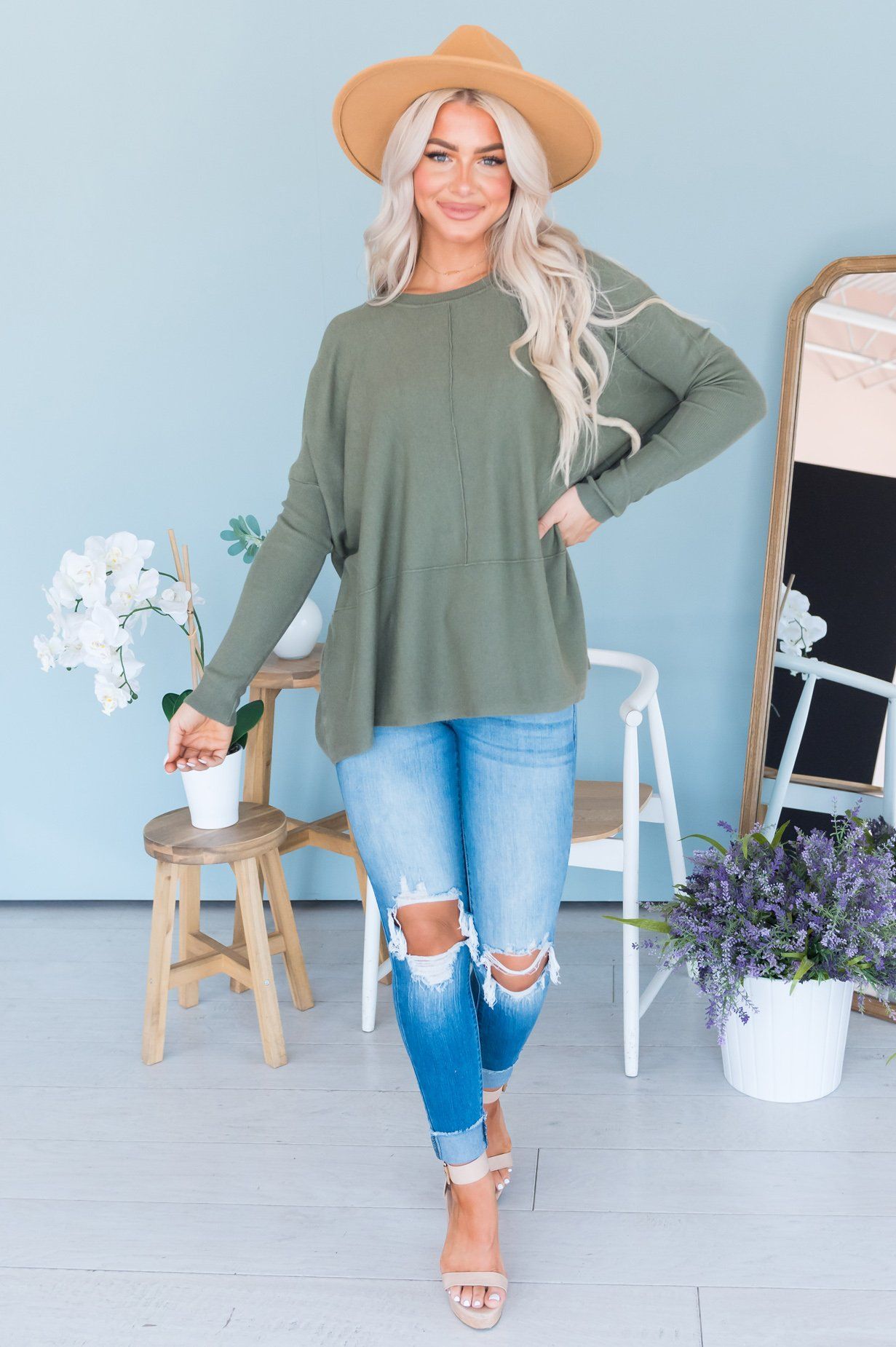 Crazy About You Modest Sweater Tops vendor-unknown 