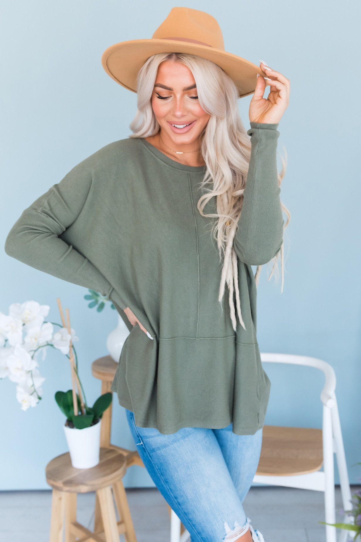 Crazy About You Modest Sweater Tops vendor-unknown 