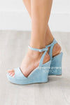 Dusty Blue Wedges Accessories & Shoes vendor-unknown