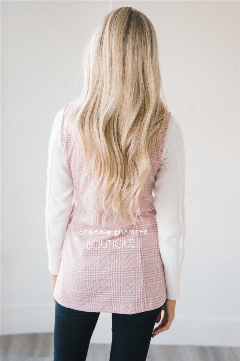 Pretty in Pink Plaid Self Tie Vest Tops vendor-unknown 