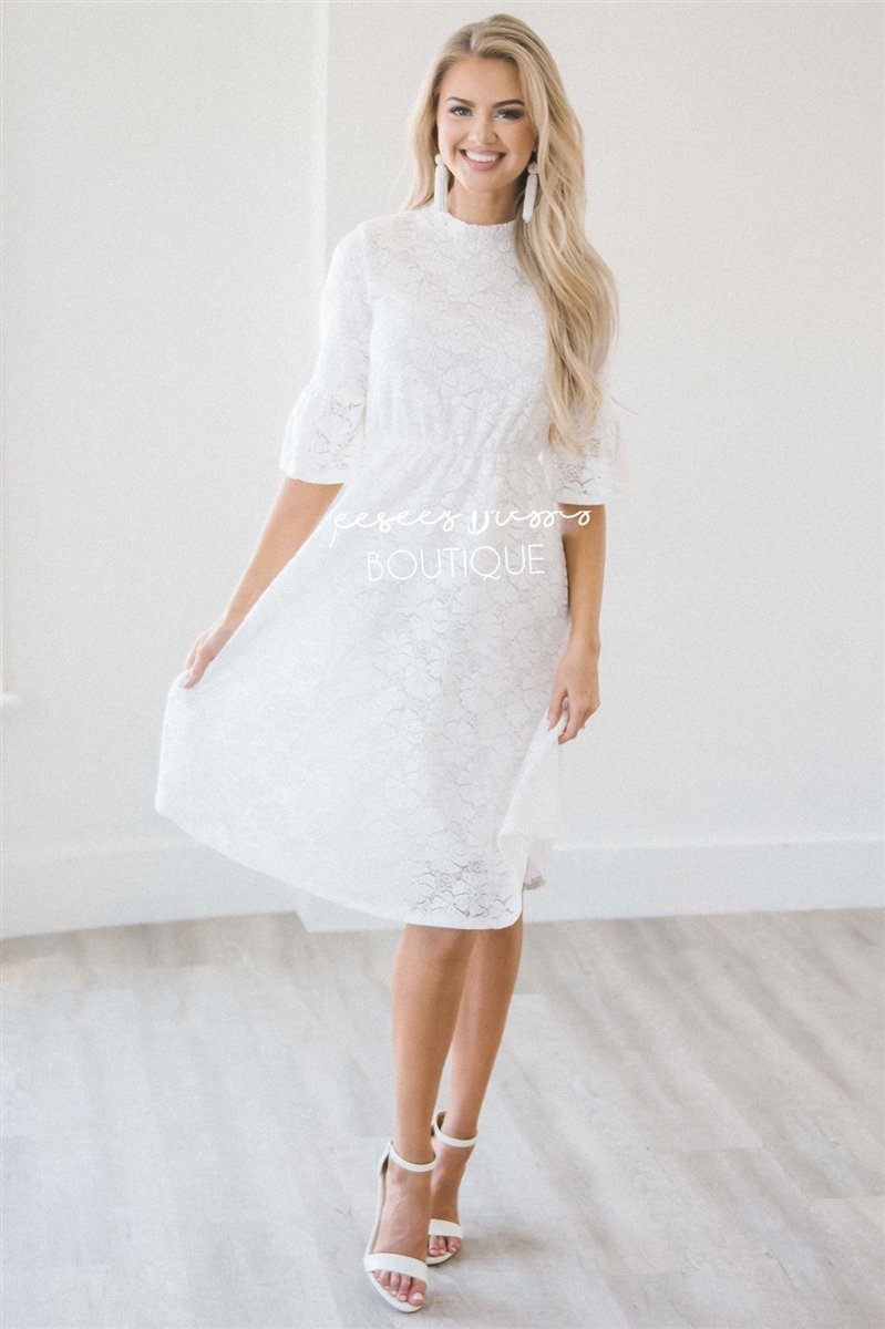The Megan Modest Dresses vendor-unknown Ivory XS 