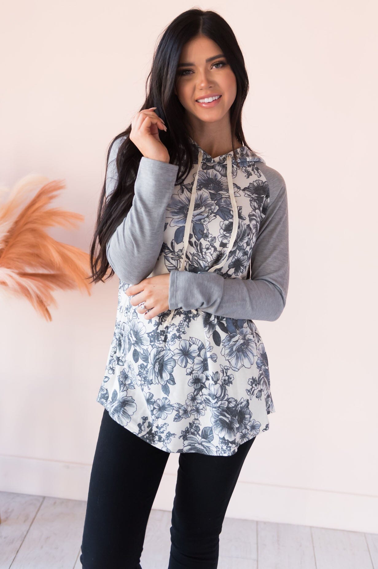 Blessings Abound Modest Lightweight Hoodie Tops vendor-unknown 