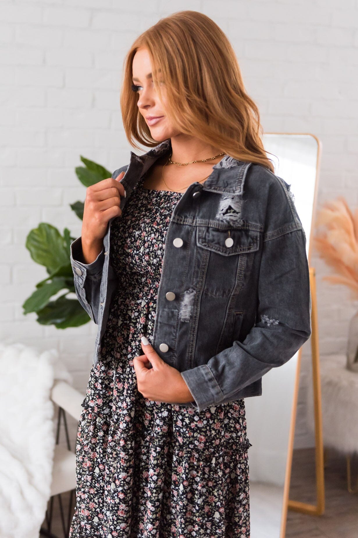 Falling For You Modest Denim Jacket Modest Dresses vendor-unknown 