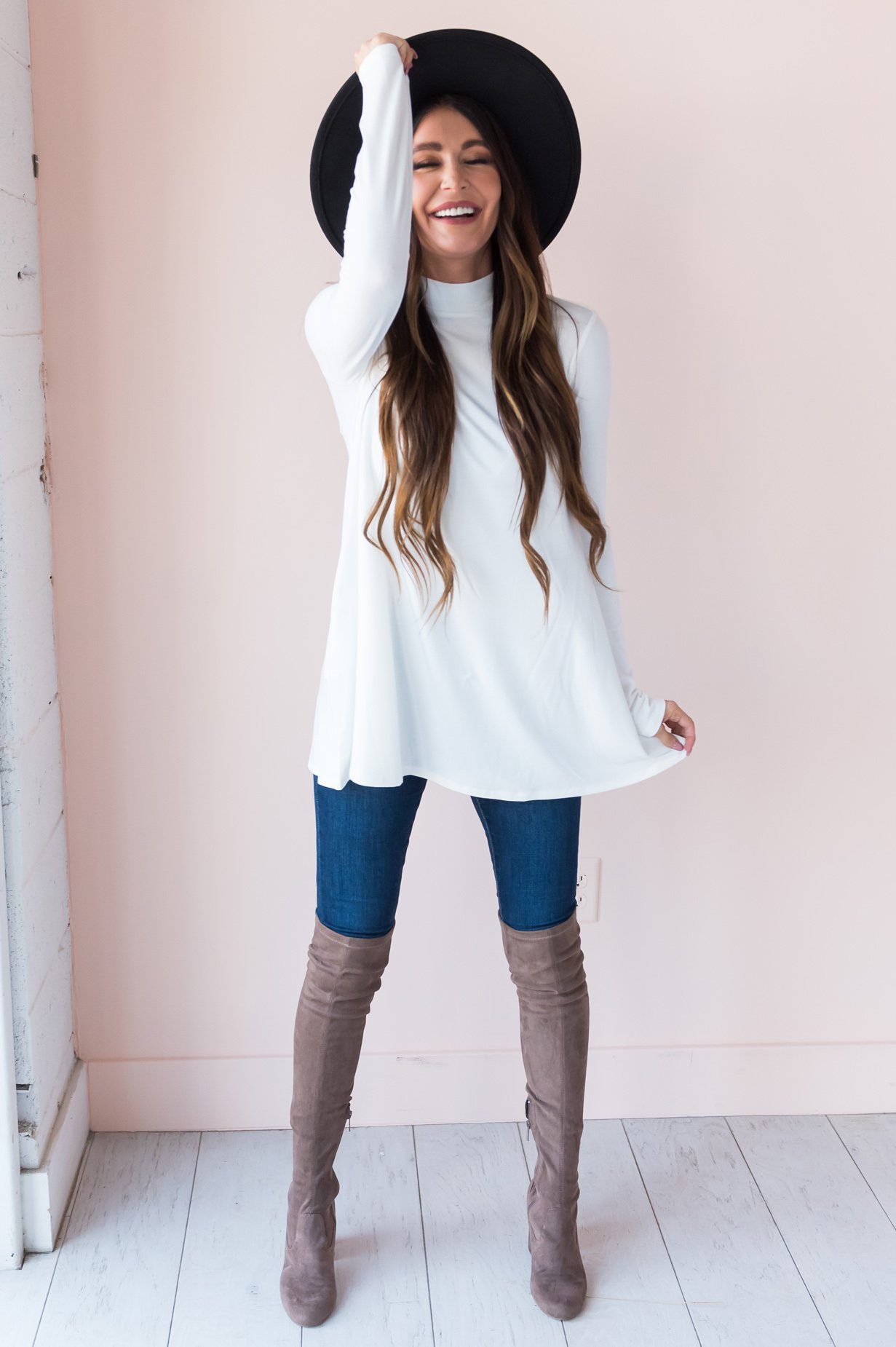 Beautiful Views Modest Polo Neck Top Tops vendor-unknown 