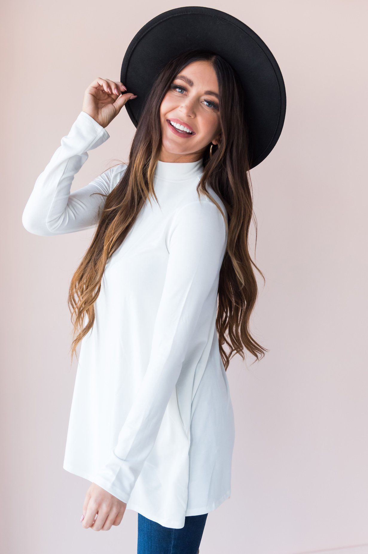 Beautiful Views Modest Polo Neck Top Tops vendor-unknown 