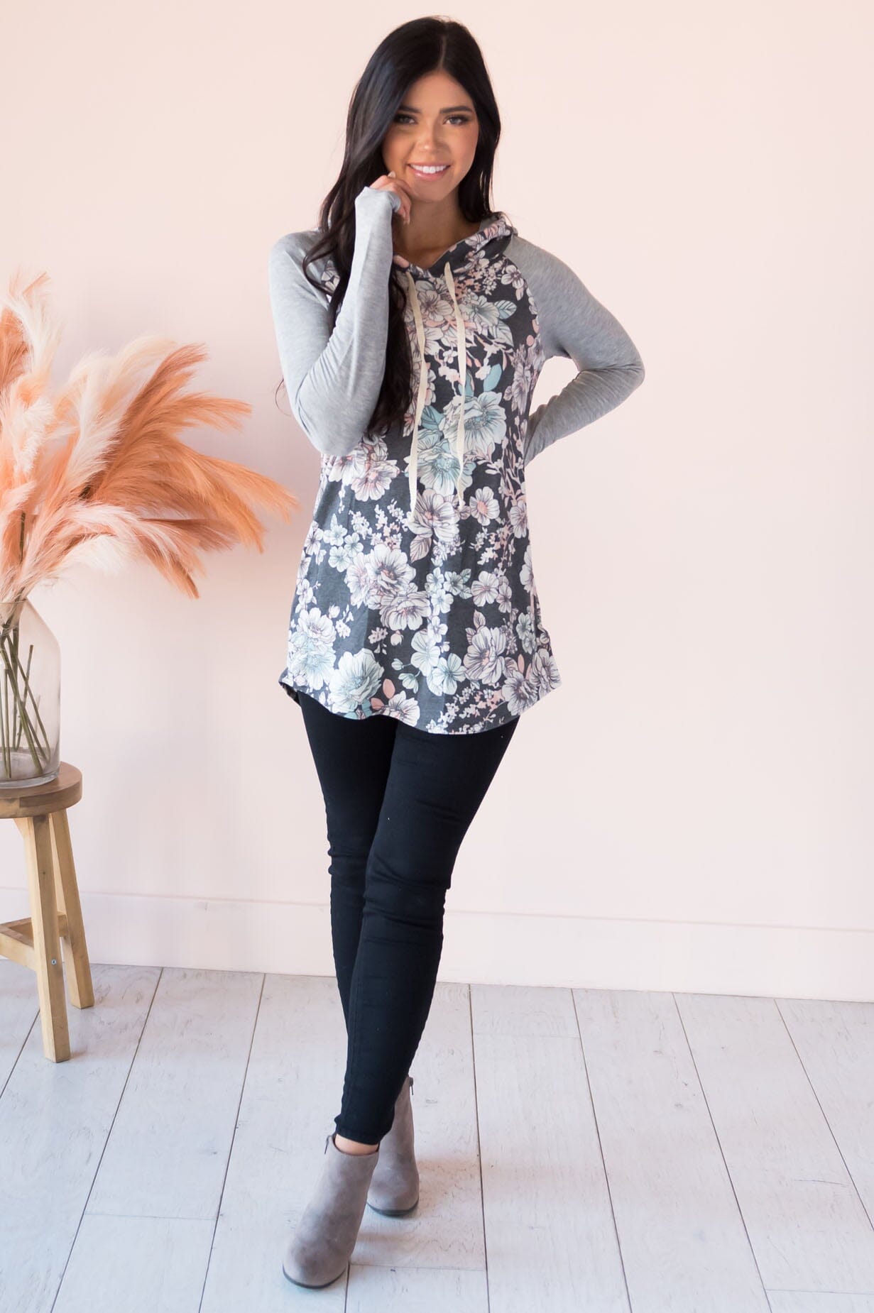 Blessings Abound Modest Lightweight Hoodie Tops vendor-unknown 