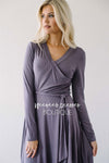Dusty Lilac Wrap Dress Modest Dresses vendor-unknown