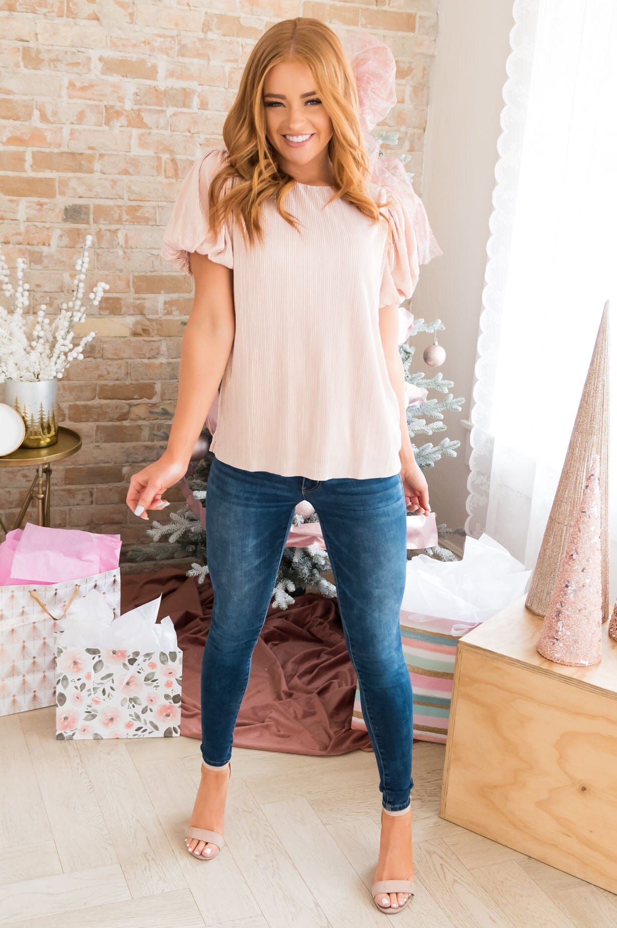 Peace on Earth Modest Metallic Top Tops vendor-unknown 