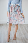 Pink & Dusty Blue Watercolor Floral Pocket Skirt Skirts vendor-unknown