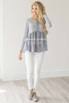 Heather Textured Baby Doll Top Tops vendor-unknown