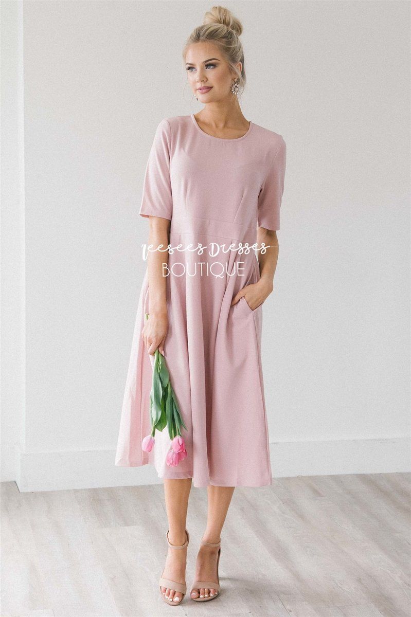 The Charleston Pleats and Pocket Dress Modest Dresses vendor-unknown S Pink 