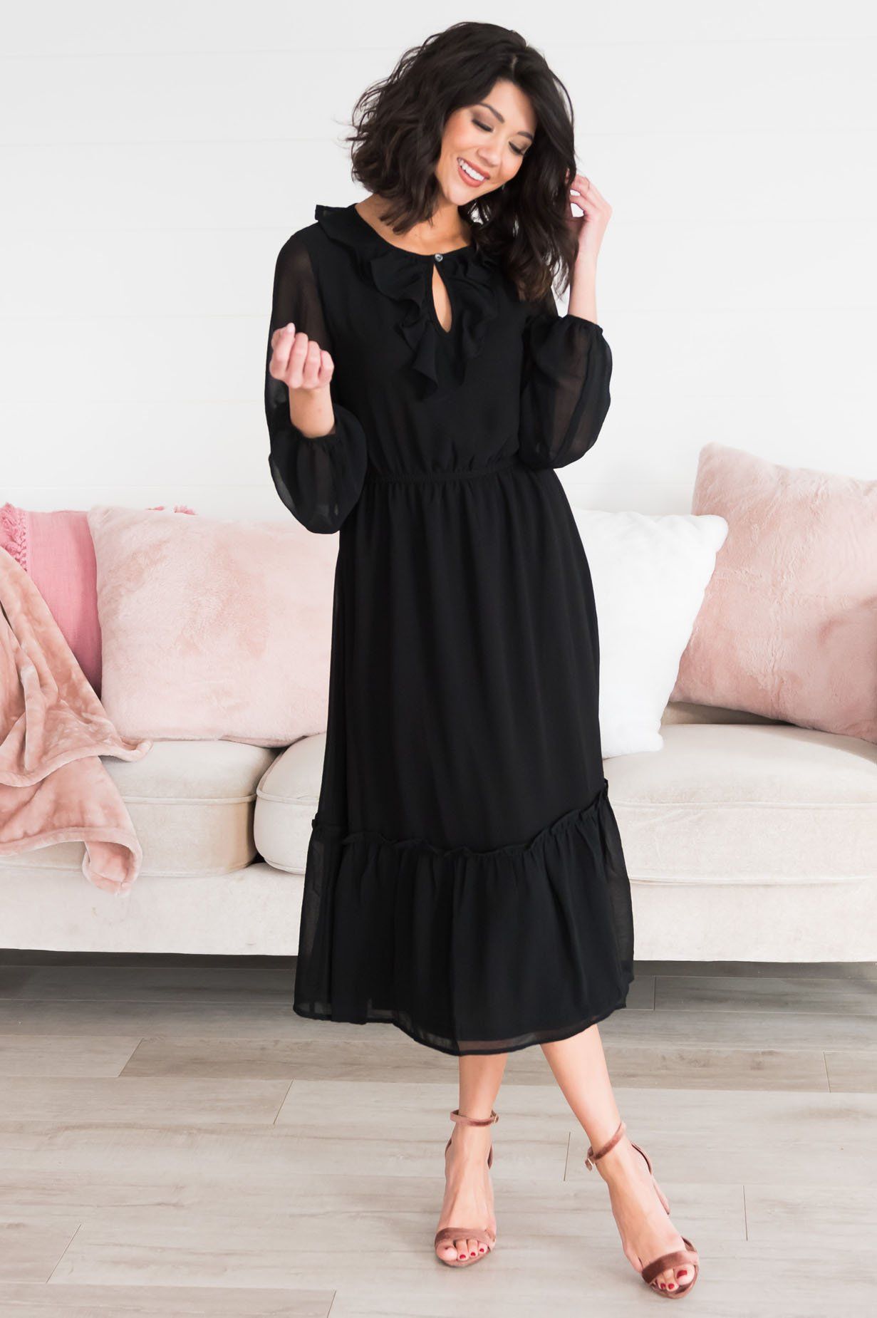 The Faith Modest Ruffle Dress Modest Dresses vendor-unknown 