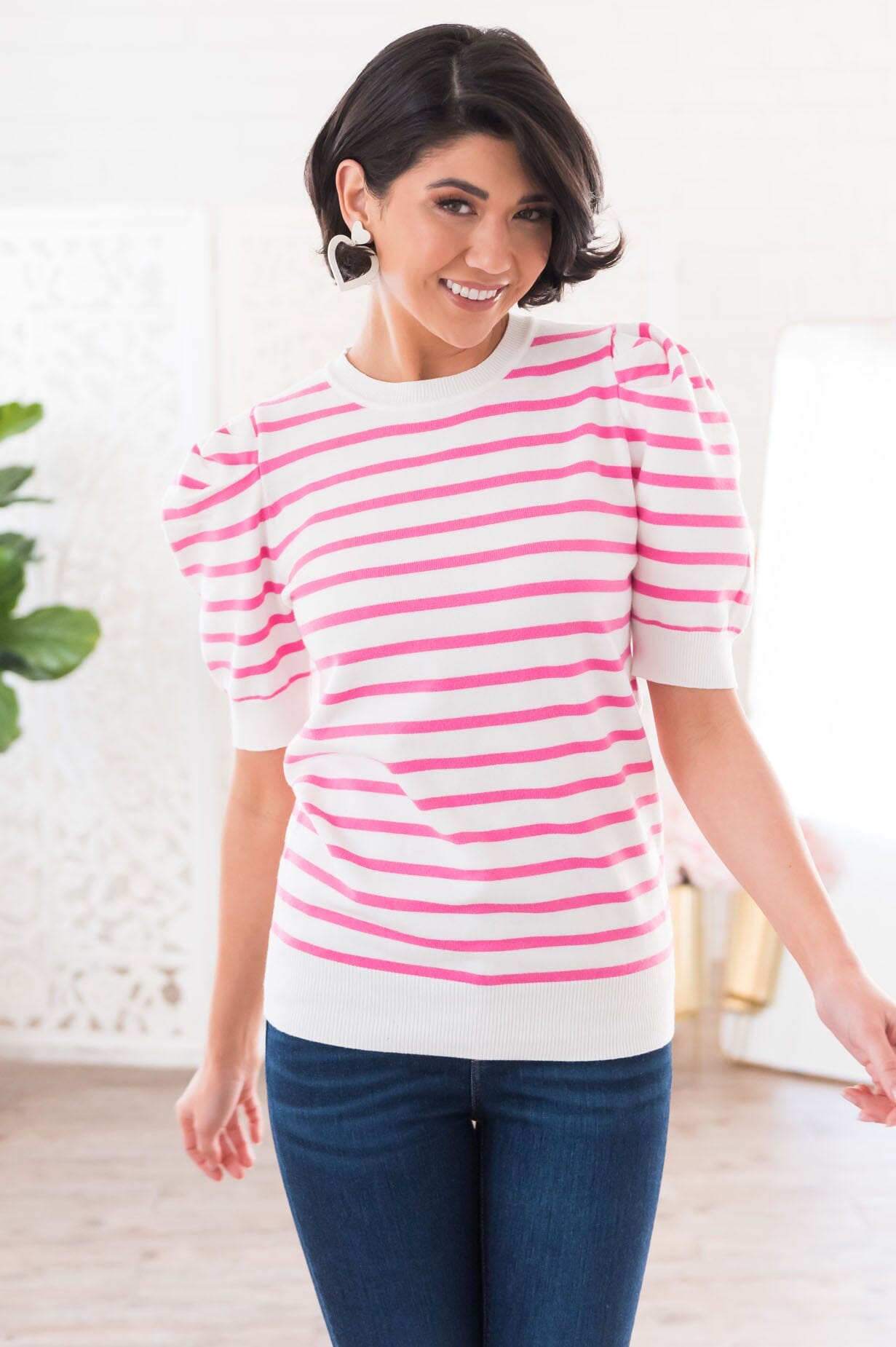 Match At First Sight Modest Puff Sleeve Sweater Modest Dresses vendor-unknown 