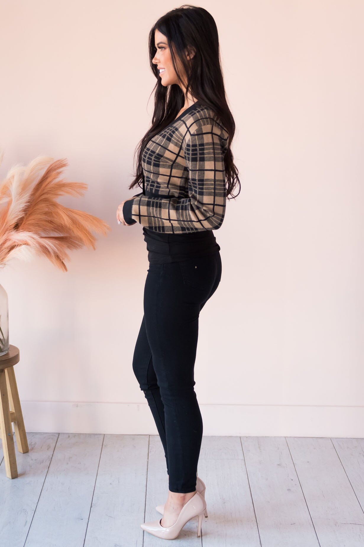 Fashionably Plaid Modest Cropped Cardigan Modest Dresses vendor-unknown 