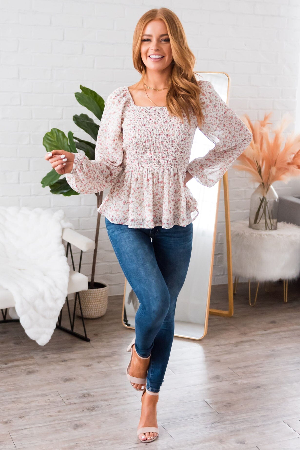 The Perfect Time Modest Blouse Tops vendor-unknown 