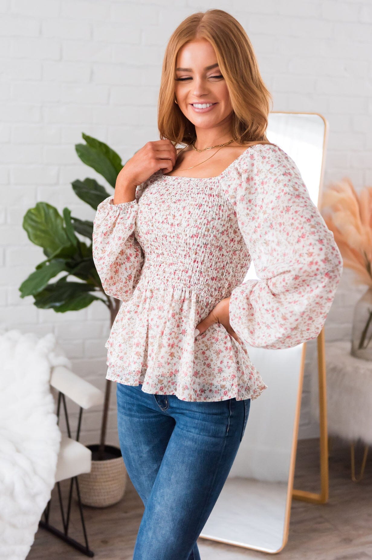 The Perfect Time Modest Blouse Tops vendor-unknown 