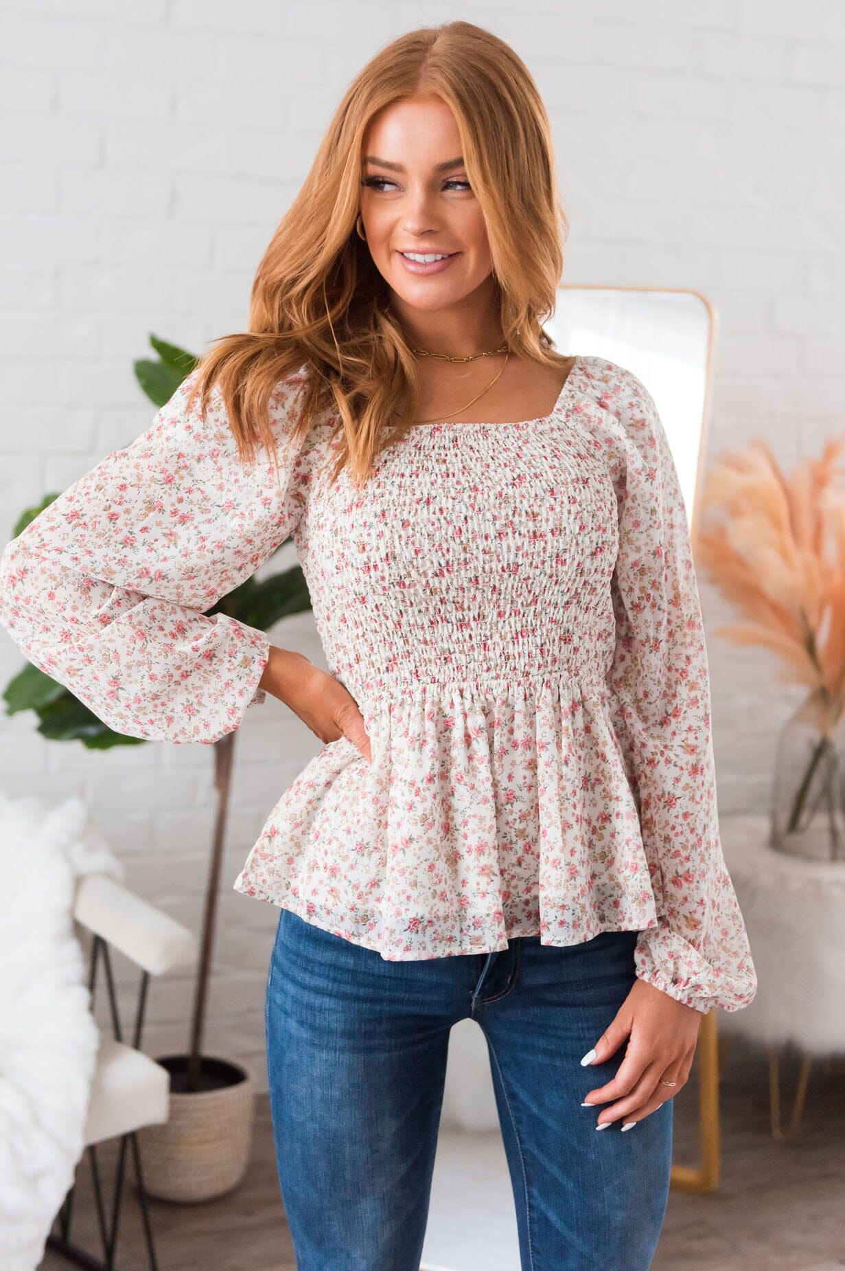 The Perfect Time Modest Blouse Tops vendor-unknown 