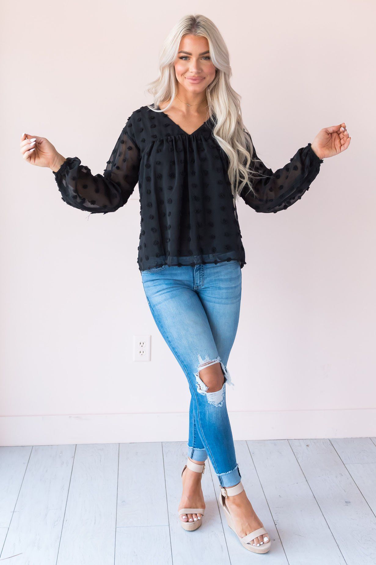 Adored Always Modest Blouse Tops vendor-unknown 